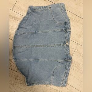 PrettyLittleThing Plus Blue Wash Jean Waistband Denim Corset